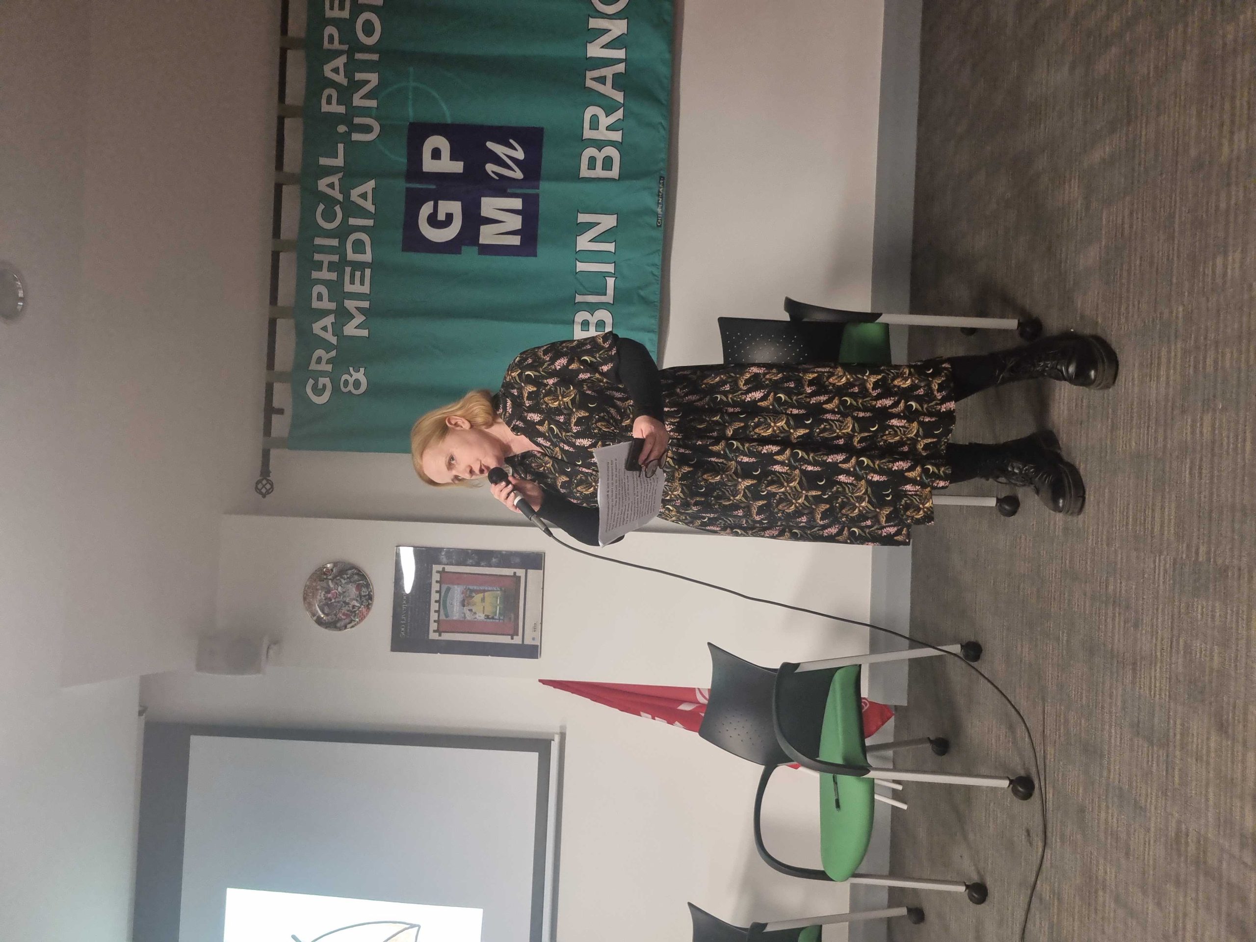 Ruth Coppinger TD speaking at the Red Umbrella Film Festival