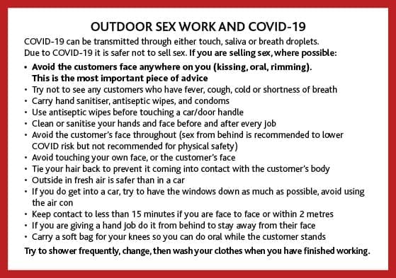 Outdoor Sex Work and COVID-19 resource